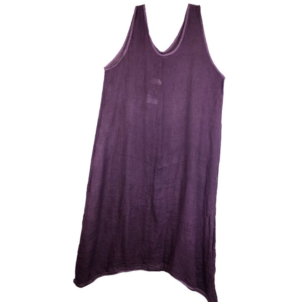 S NWT $122.00 Cynthia Ashby Linen Gauze in Royal Purple Tank Dress